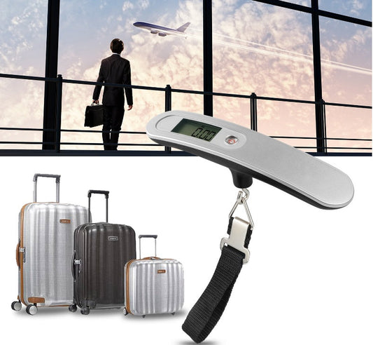 Portable electronic baggage scale 50kg, compact handheld travel luggage scale in black, Selling T scale