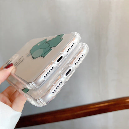 Transparent airbag anti-fall mobile phone case protective cover for cute couples, shown from the front