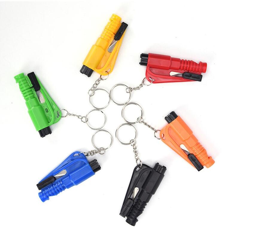 Mini emergency safety hammer keychain with compact metal hammer and key ring for glass breaking tools