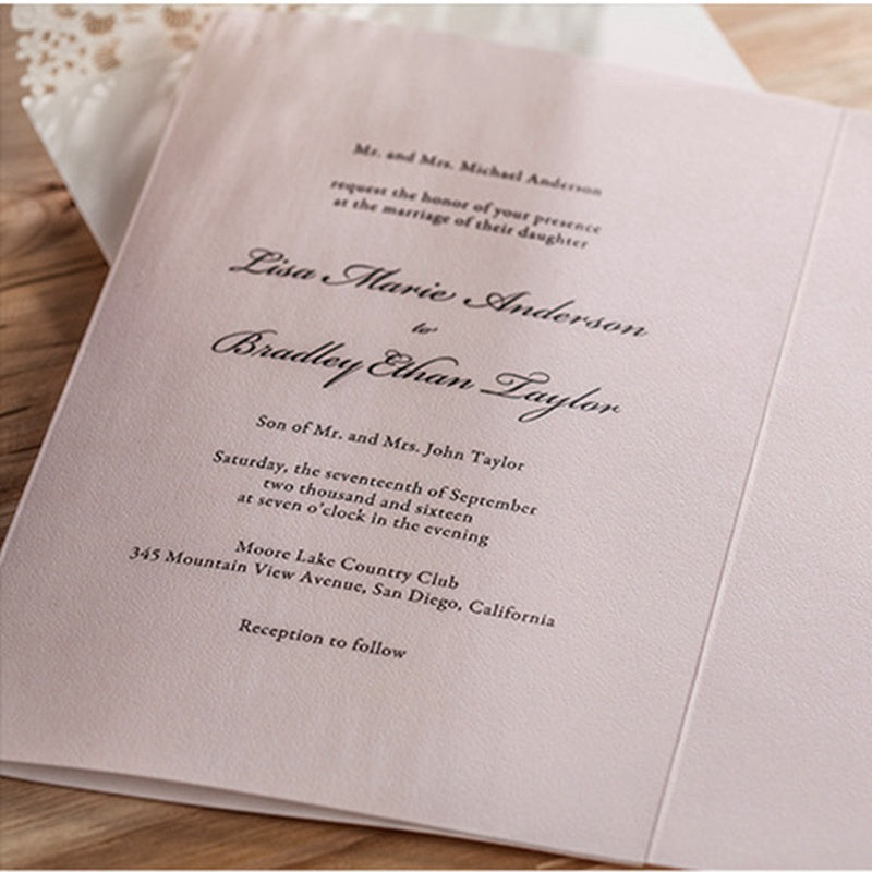 Personalized custom invitation card design, Type 7, featuring customizable event details and elegant typography