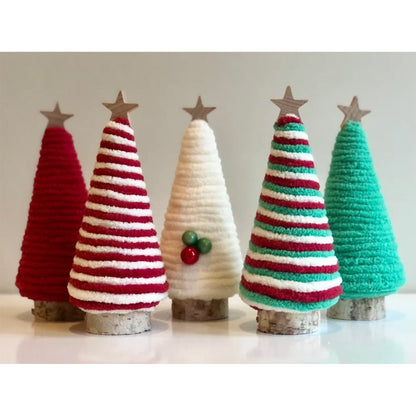 Christmas layout with mini Christmas tree decorations in festive holiday arrangement