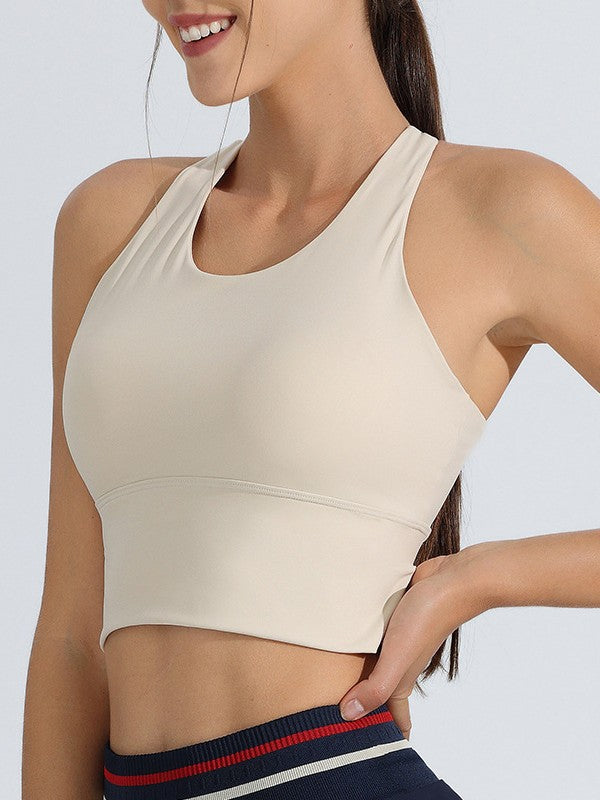 Shock-resistant high-strength one-piece fixed yoga sports bra vest for running in black with racerback design
