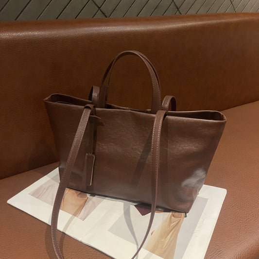 Genuine leather women's underarm crossbody tote bag in vintage soft cowhide with spacious interior