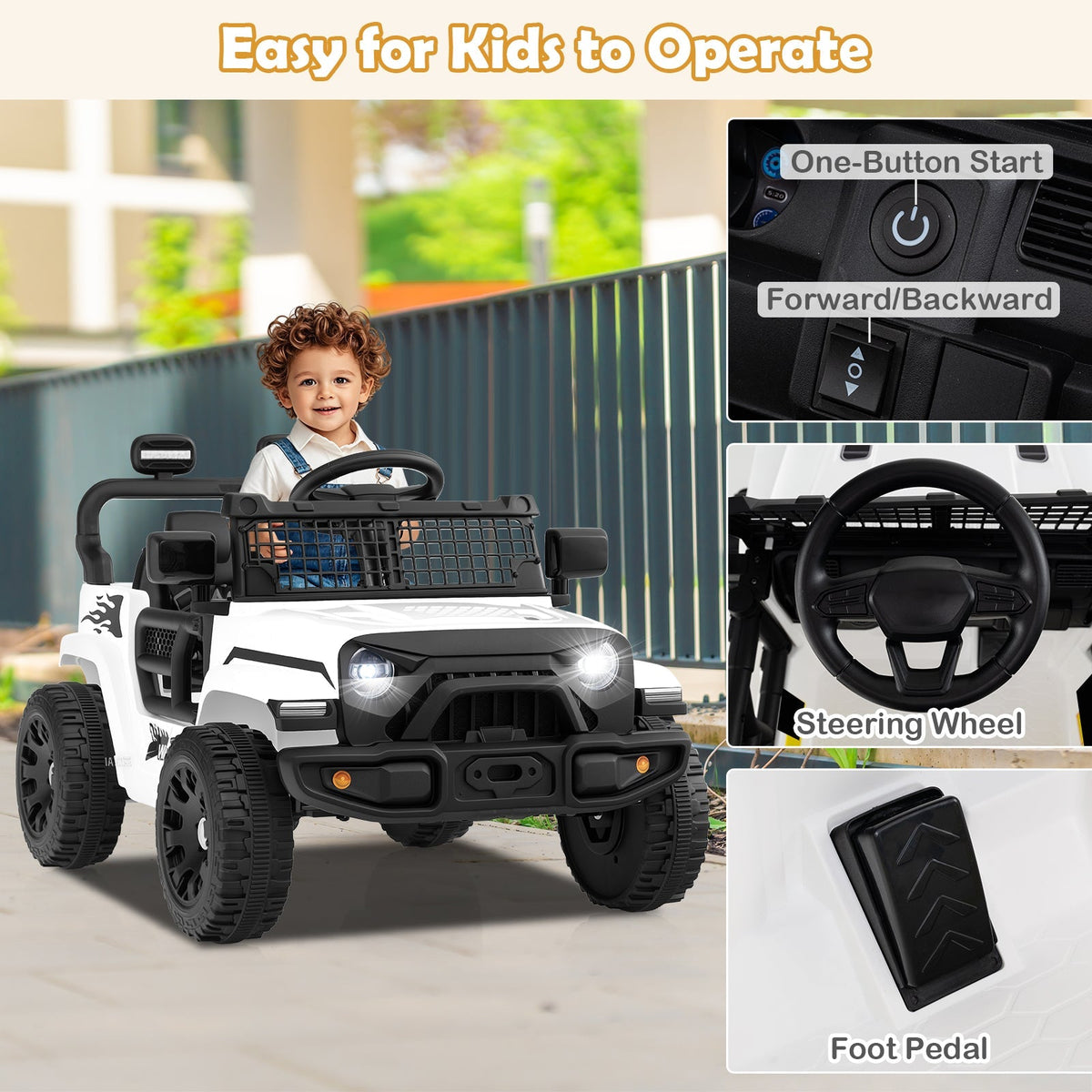 12V kids ride-on truck by GBruno Store, electric battery-powered toy vehicle with realistic truck design for children.