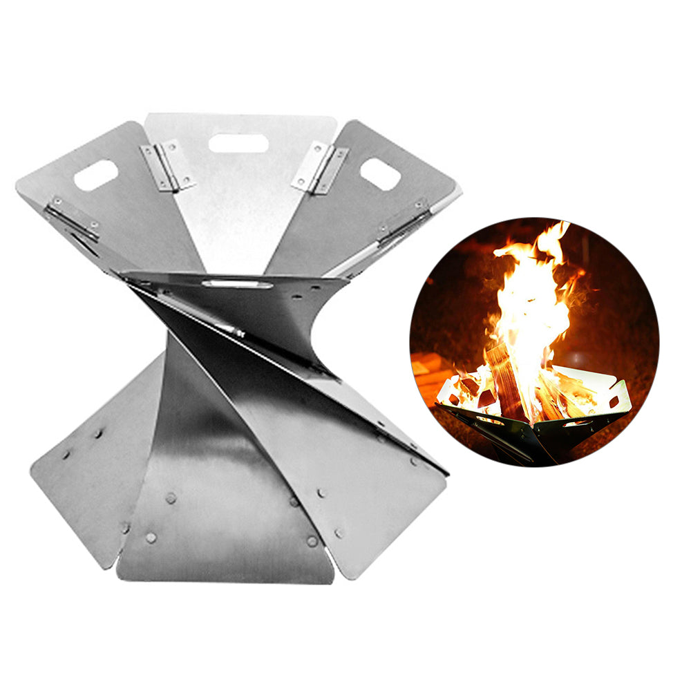 Outdoor camping bonfire heater with metal fire bowl and protective mesh screen