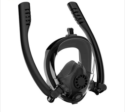 Black scuba diving mask with clear lenses and adjustable strap彩大发快三
