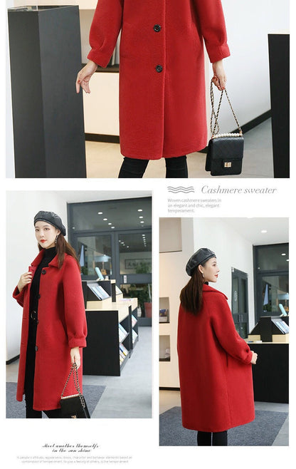 Women's loose sheep shearing fur coat in new style, front view