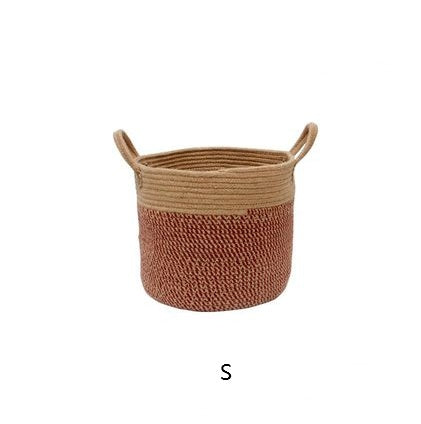Cotton linen storage laundry basket with sturdy handles for organizing clothes and household items
