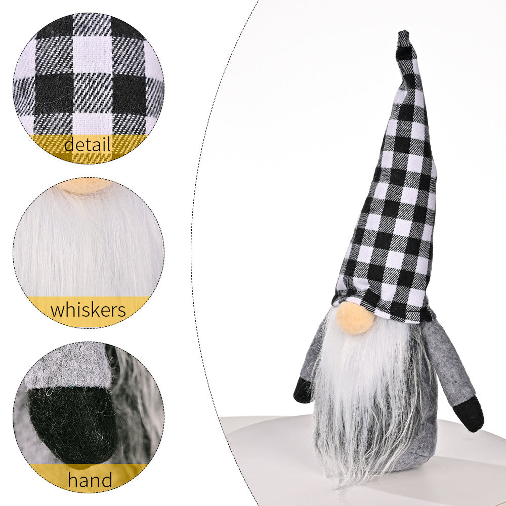 Christmas plaid hat Rudolph doll with festive red and green holiday details