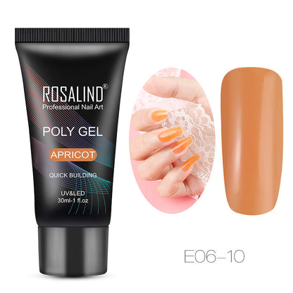 Crystal nail model for nail extension with clear, glossy finish