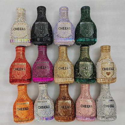 Champagne bottle rhinestone evening clutch women’s bag by My Store