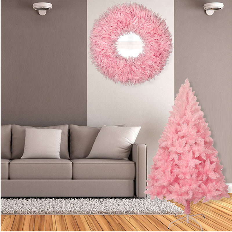 Pink pointed gradient Christmas tree with a tapered design and festive holiday styling