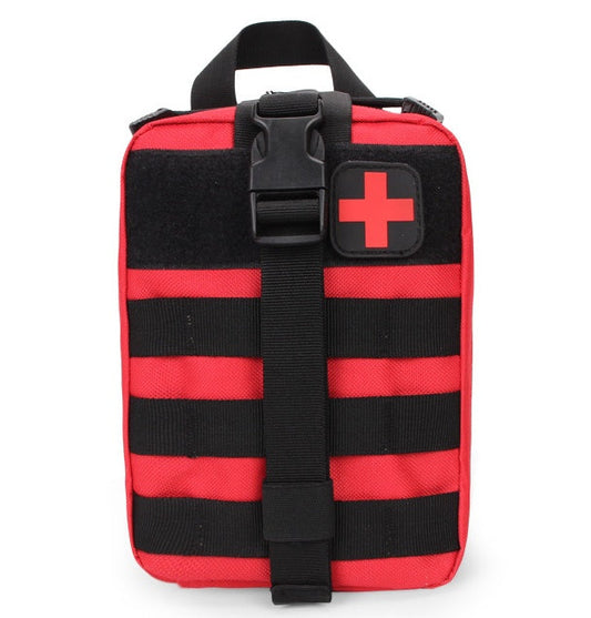 Tactical waterproof first aid kit waist bag pouch with rescue patch for camping and emergency travel