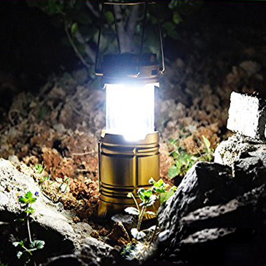 Solar charging multifunctional telescopic camping lantern for outdoor tent lighting