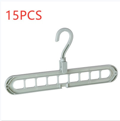 9-hole clothes hanger organizer, space-saving hanger in white plastic foldable design