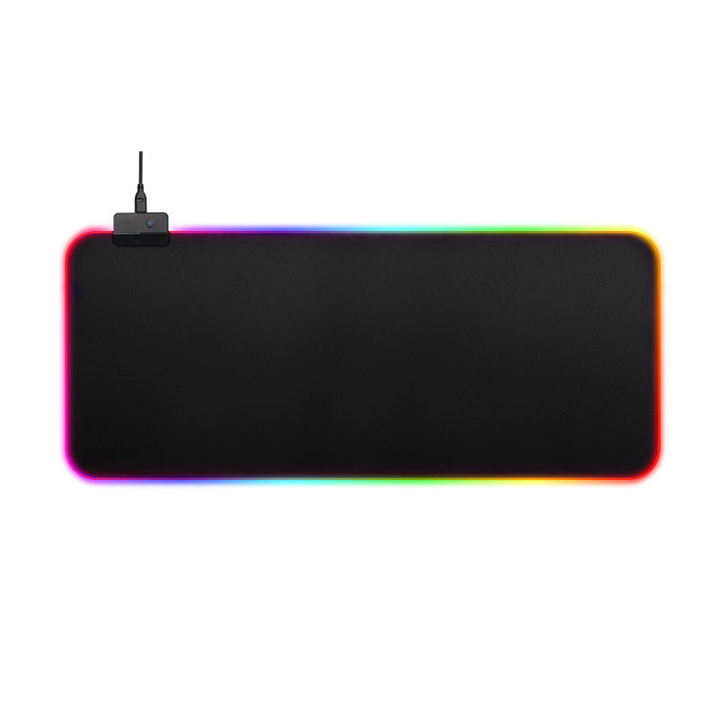 Black gaming mouse pad with smooth surface and stitched edges