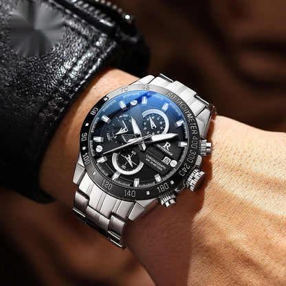 Simple men's water-resistant quartz watch with a classic dial and adjustable strap