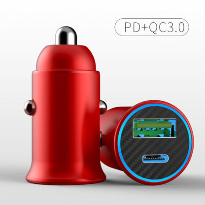 Mini car charger with QC3.0 fast charging port in compact black design