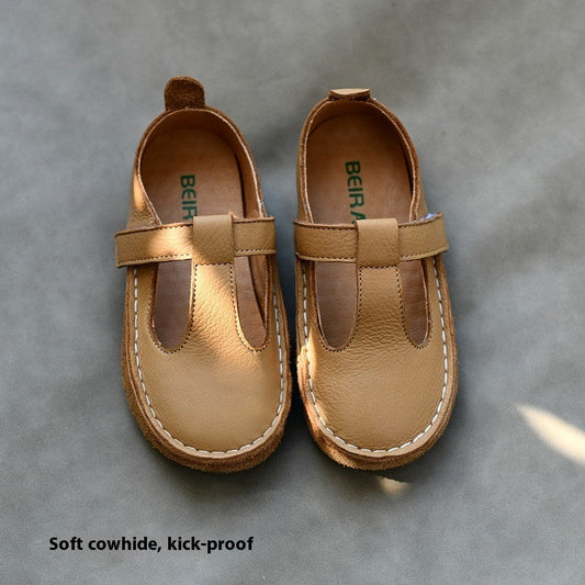 Children's genuine soft calf leather casual baby shoes by My Store in a comfortable low-top design