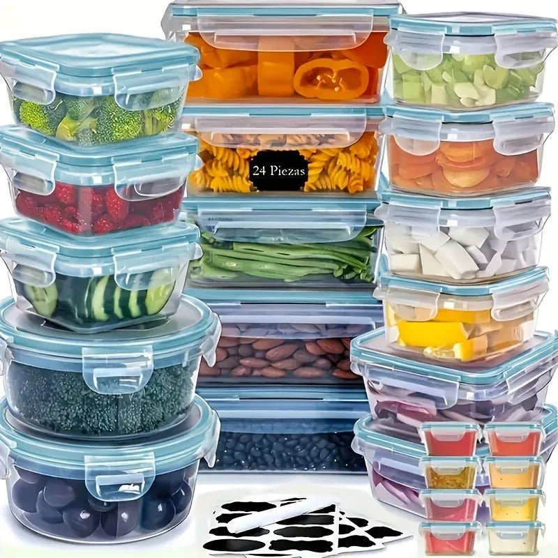 48Pcs BPA - Free Food Storage Set - 24 Airtight Containers & Lids with Labels for Pantry, Travel, Kitchen Organization - BACKUPMYFILESNOW