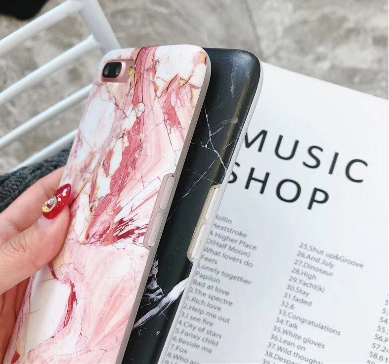 Marble silicon phone case compatible with Apple iPhone 7, 8 Plus, X, XR, XS, 6, and 6S