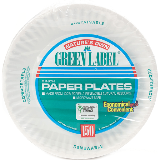 Nature’s Own Green Label Paper Plate 9 In