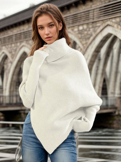 Women's irregular outerwear turtleneck sweater by My Store