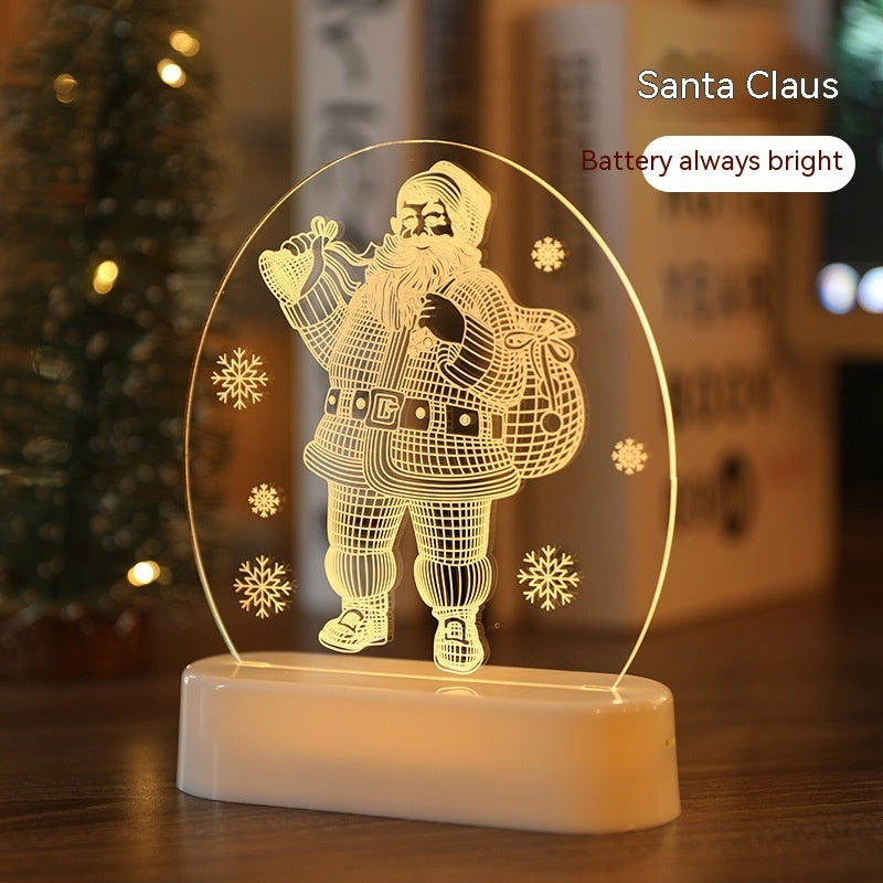 Christmas decorations night light decoration with festive holiday design illuminating a dark room