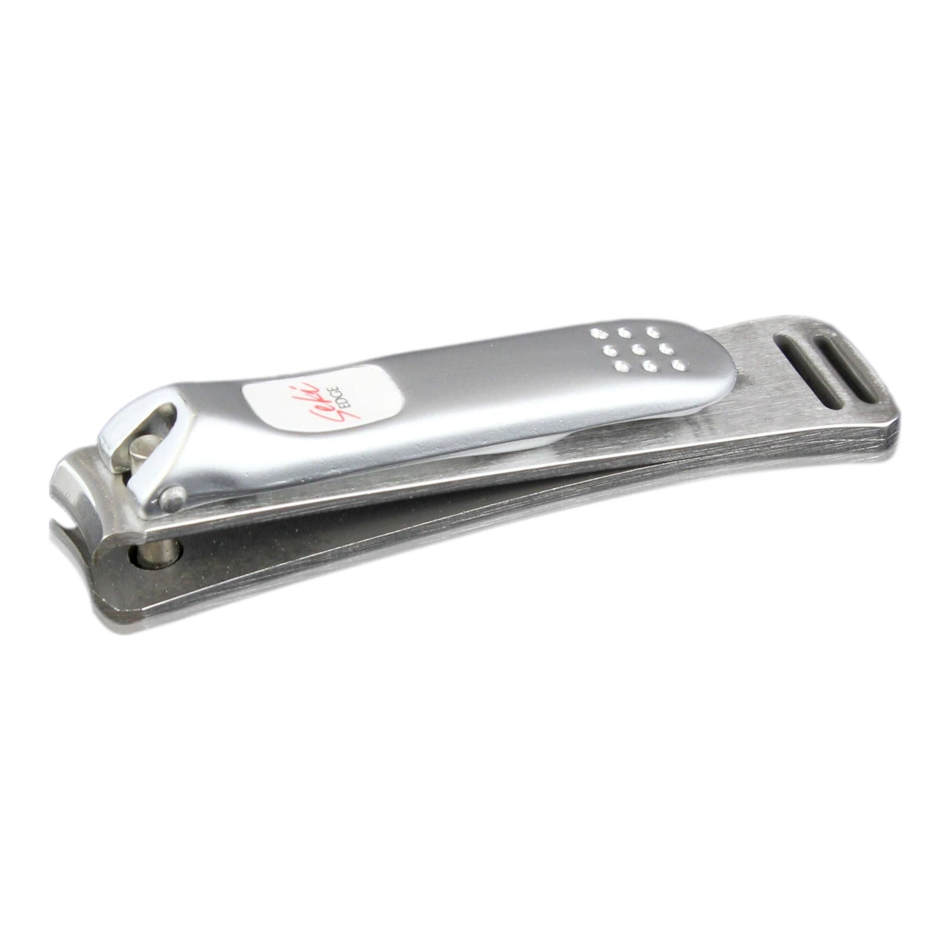 Seki Edge stainless steel fingernail clipper with curved cutting edges, designed for precise grooming and long-lasting durability.
