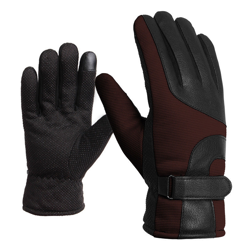 Black riding warm gloves, insulated equestrian handwear with a secure fit
