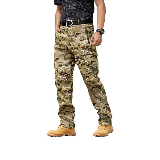Fleece-lined waterproof tactical hiking pants in durable workwear style with multiple utility pockets