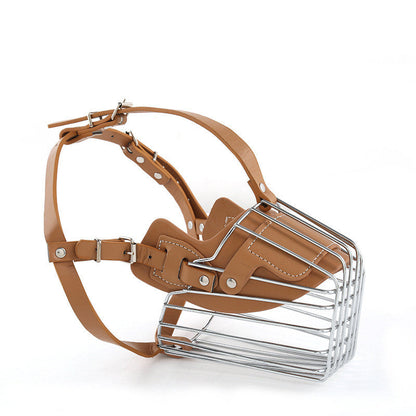 Adjustable basket dog muzzle with soft straps and rubber anti-bite design