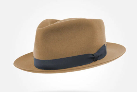 Retro British wool top hat with contrast-color felt detailing, My Store