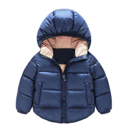 Winter children's cotton-padded casual down jacket, front view-vesm