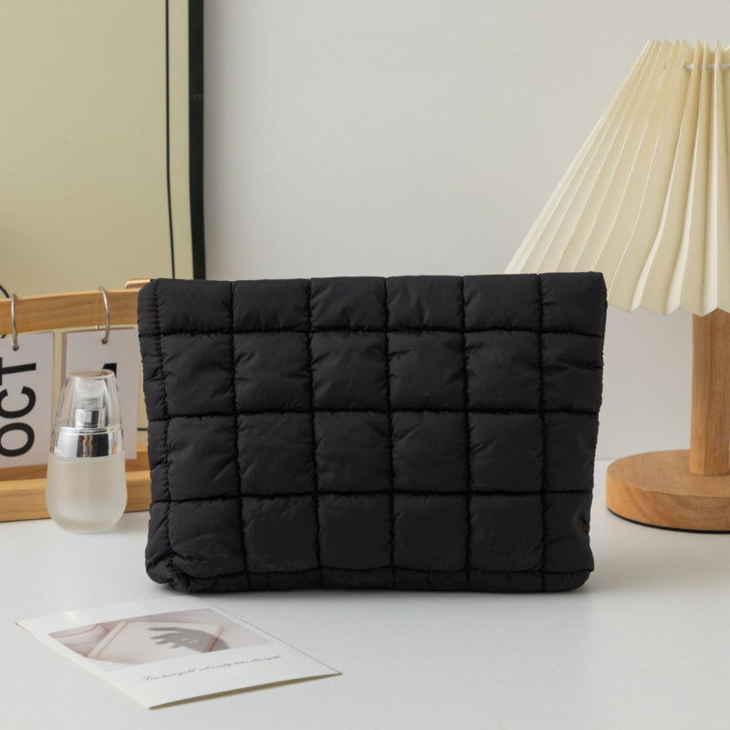 Personalized name-customized clutch cosmetic bag in a stylish, versatile design