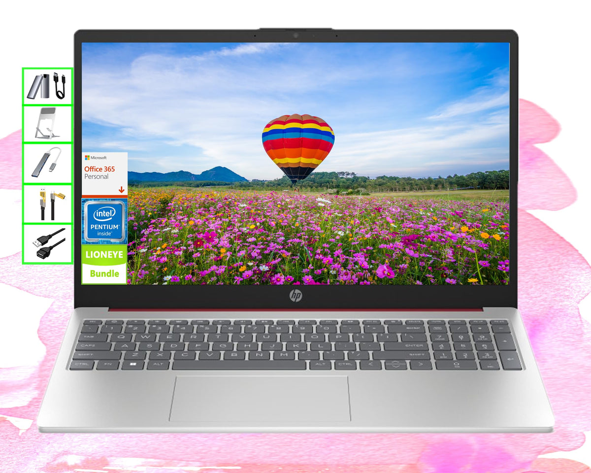 HP 15.6" AI Laptop with Office & 1TB Cloud| 16GB RAM| Red Bundle