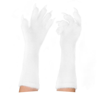 Halloween silicone meat mat long gloves in orange and black with spooky face designs
