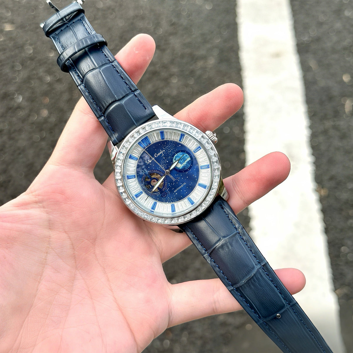 VanGogh Men's Geneva Series art automatic mechanical watch with detailed dial and classic wristwatch design