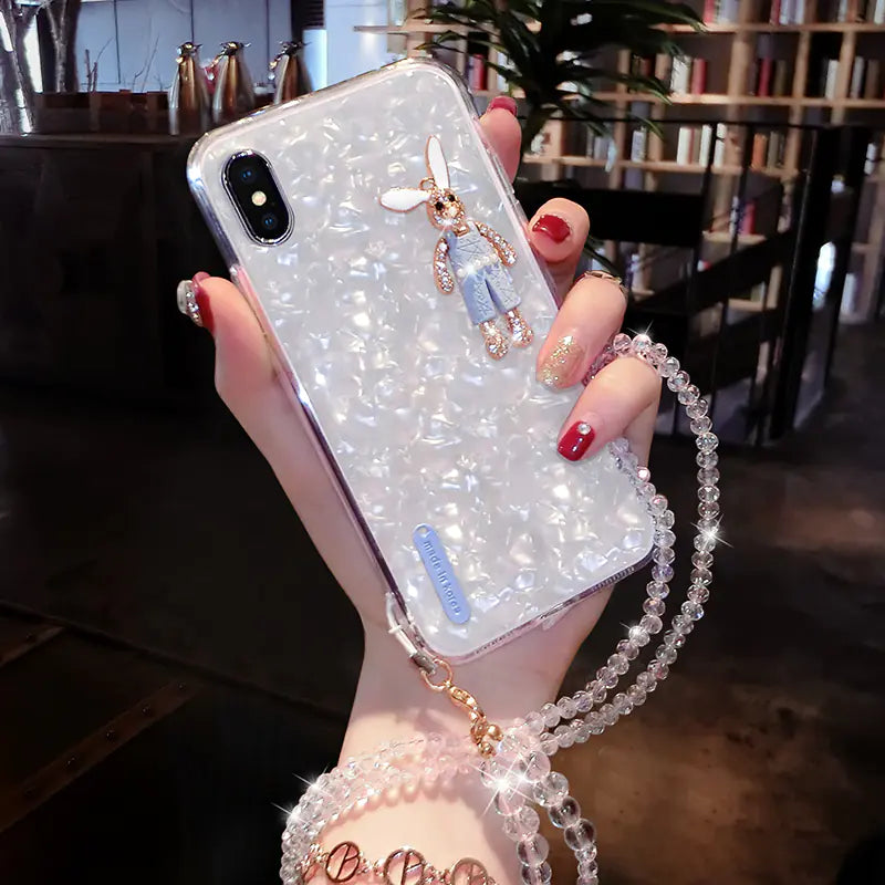Creative Rhinestone Rabbit Silicone Case for iPhone