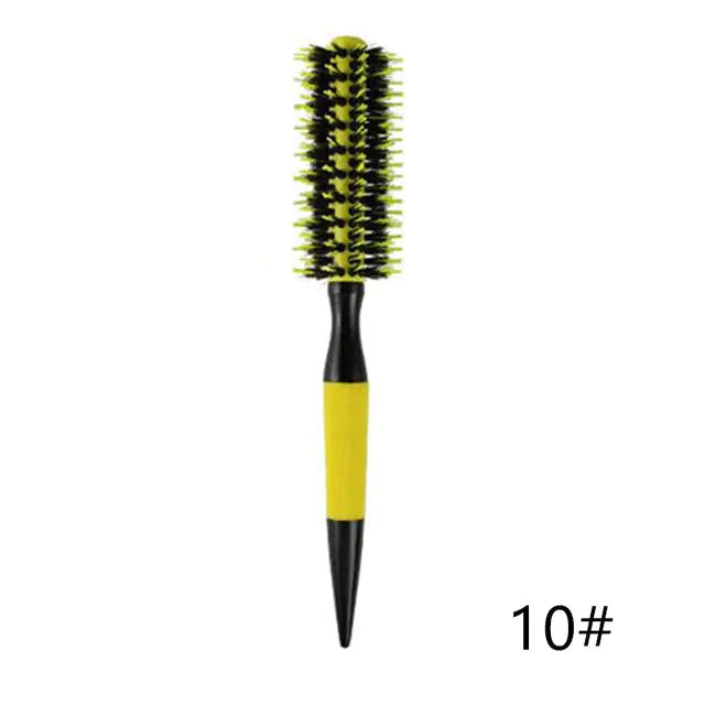 Round Wooden Comb with Mixed Nylon and Boar Bristles