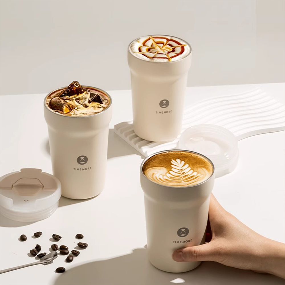Timemore Travel Tumbler in black, insulated with a sleek design, suitable for home and outdoor use.