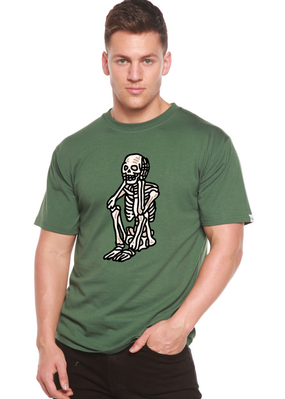 Men's Spun Bamboo Sad Skeleton Halloween graphic T-shirt in organic cotton and bamboo viscose with short sleeves.