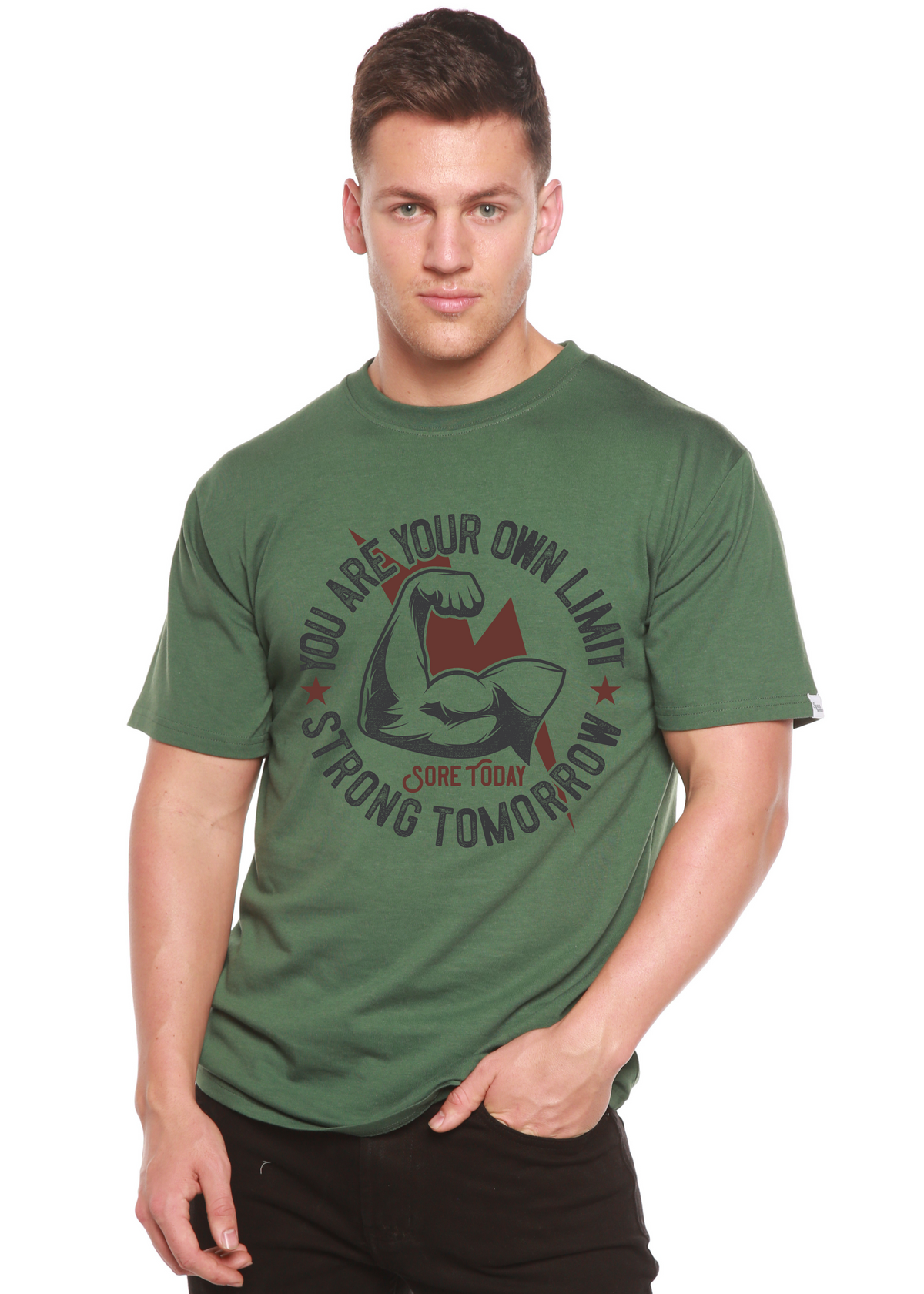 Men's printed graphic T-shirt from Spun Bamboo, made of bamboo viscose and organic cotton, with a bold graphic design on the front.