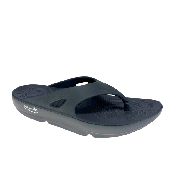 Lucky Feet Shoes men's Sovella Active Recovery Sandals in dark grey, PF thong style, designed for comfortable recovery.