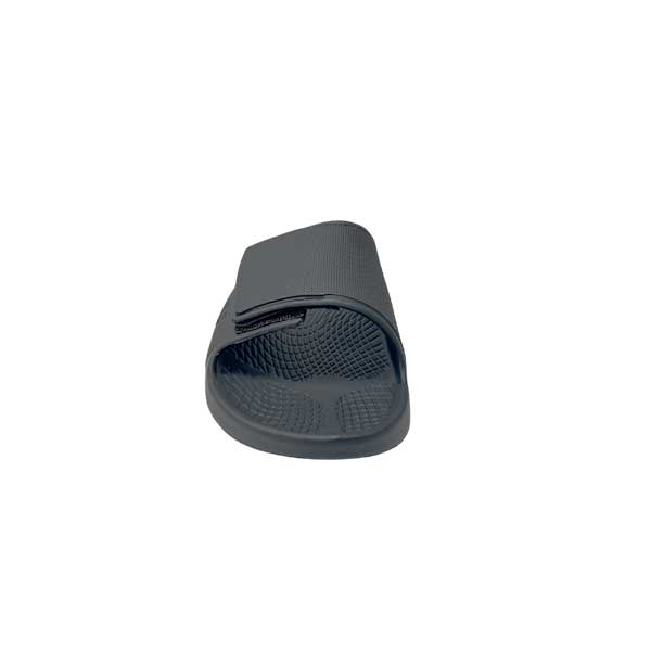 Men's dark grey Sovella Active Recovery Sandals by Lucky Feet Shoes featuring a PF Velcro slide and comfortable M RECOVERY design.