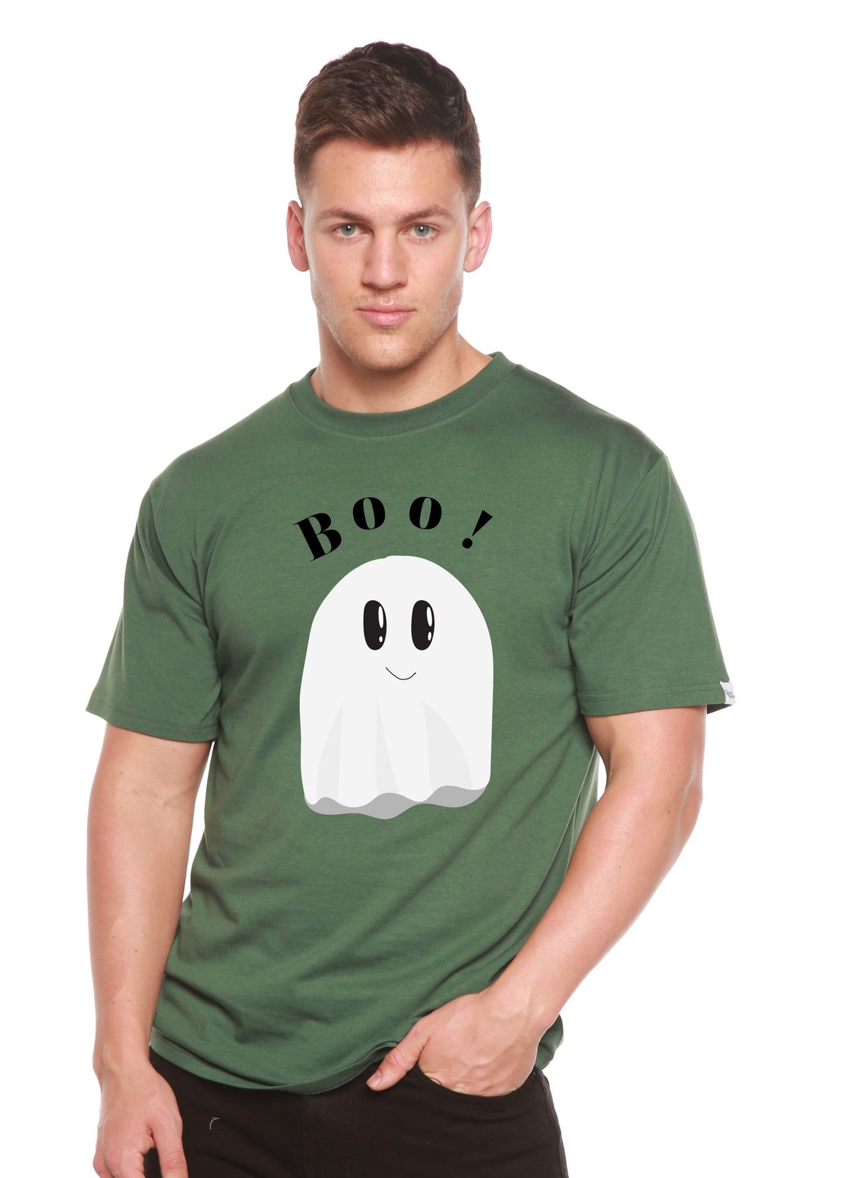 Spun Bamboo men's graphic T-shirt made from bamboo viscose and organic cotton, featuring a printed design and short sleeves.