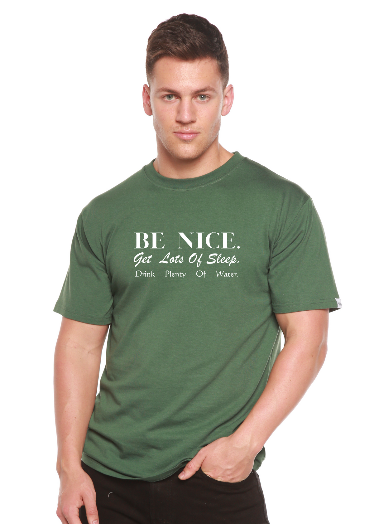 Men's printed graphic T-shirt from Spun Bamboo in bamboo viscose and organic cotton, featuring a colorful design on short sleeves.