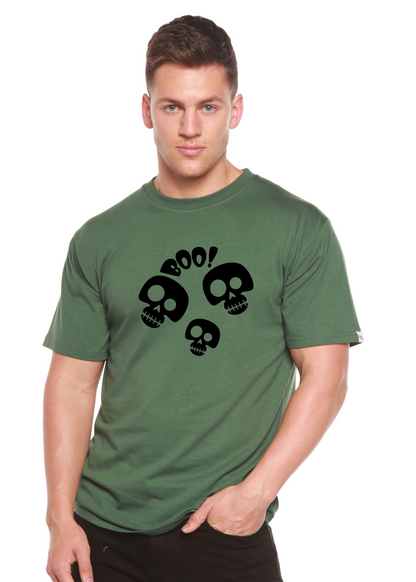 Unisex Halloween Boo graphic T-shirt by Spun Bamboo, short sleeve design with spooky Halloween print in bamboo viscose and organic cotton.