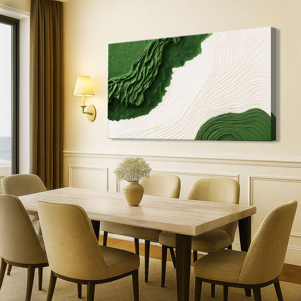 Green Rivers Abstract Wall Art IX on canvas by Tailored Canvases, featuring vibrant green and blue abstract river scene.