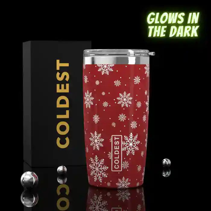 Coldest 20 oz Tumbler v2 hydration bottle with stainless steel body and black lid, designed for keeping drinks cold or hot.